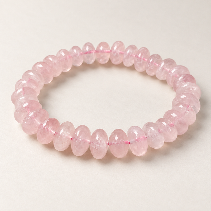 Soft Ground rose quartz chip beaded bracelet
