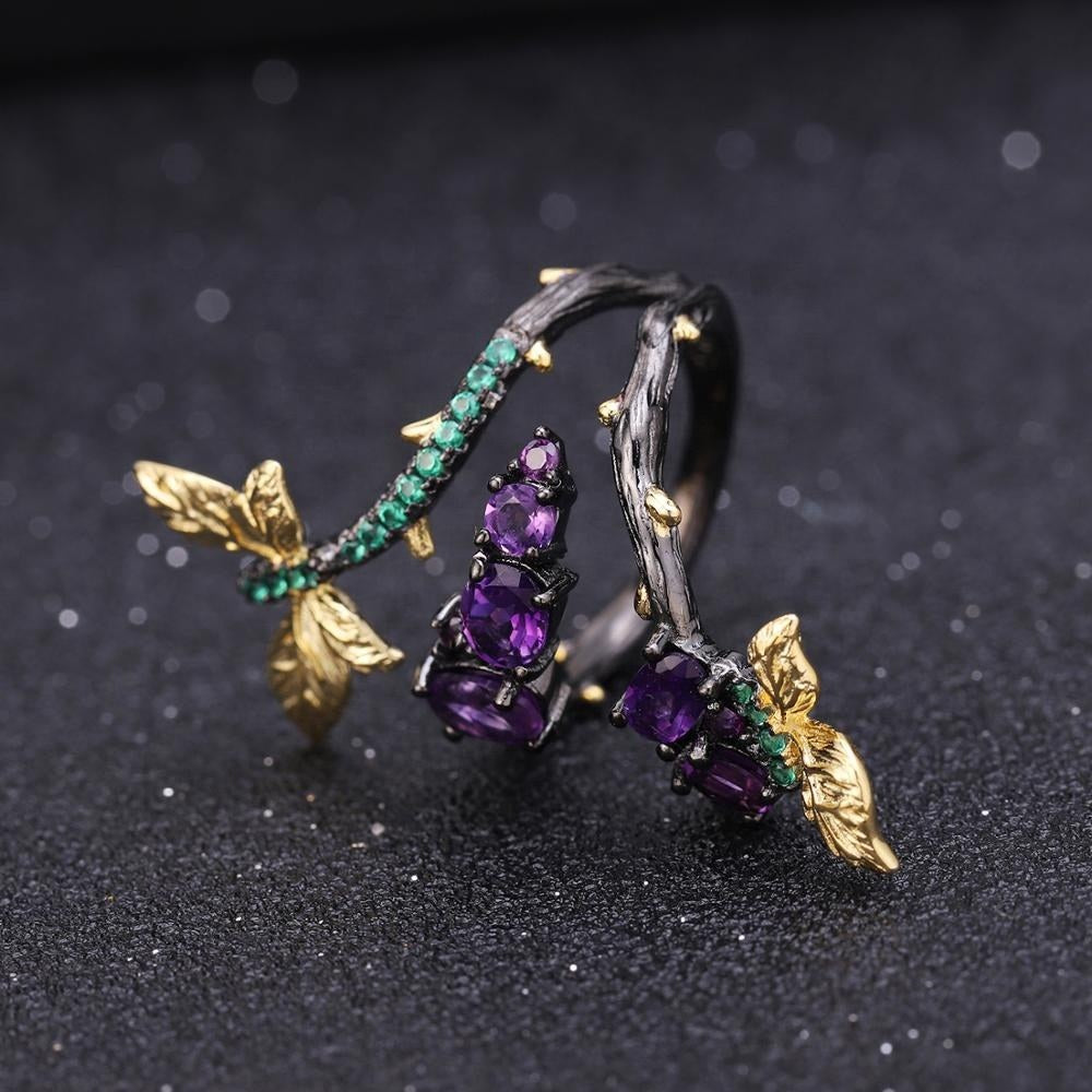 Night Amethyst — Black Rhodium Ring