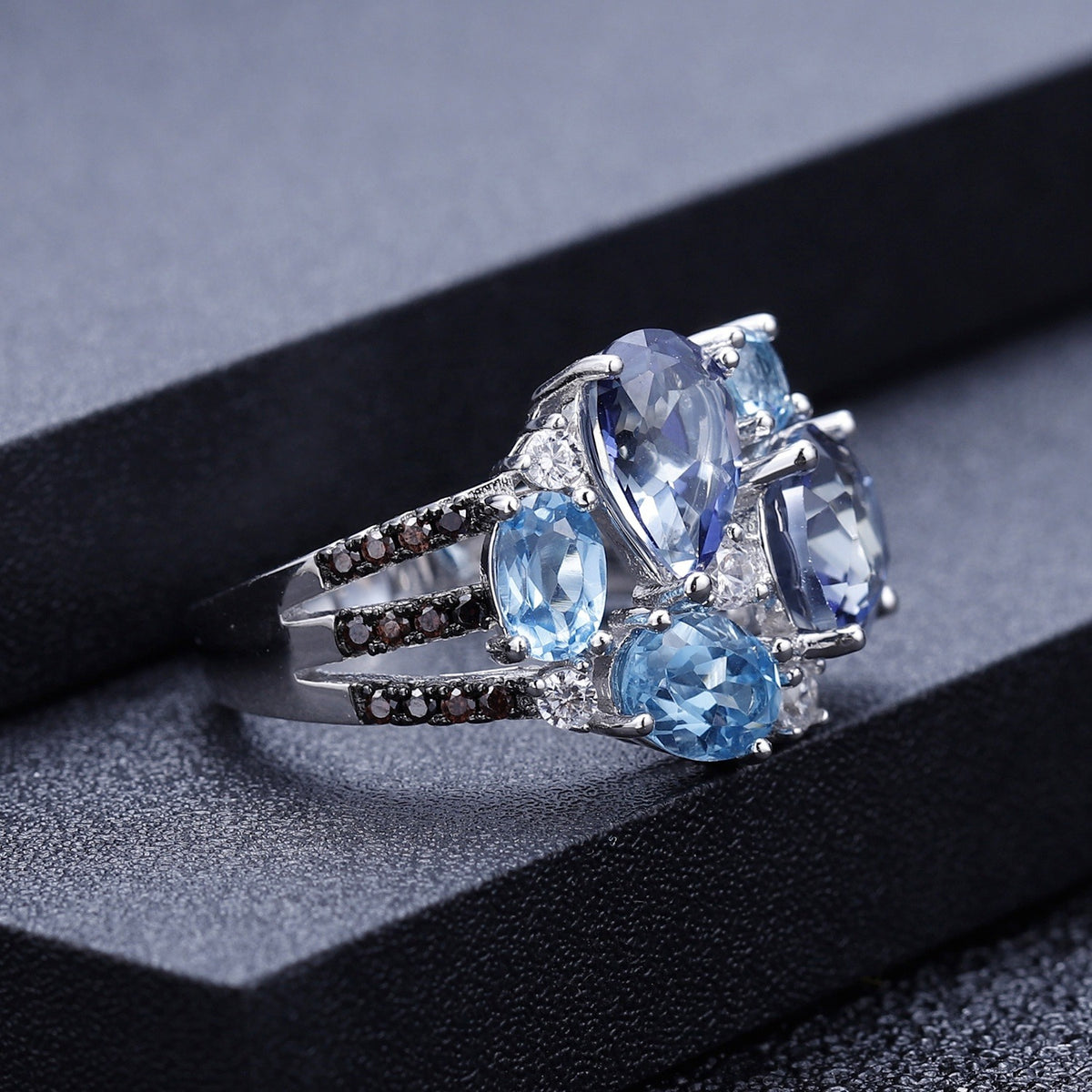 Broken Light — Mystic Quartz & Topaz Ring