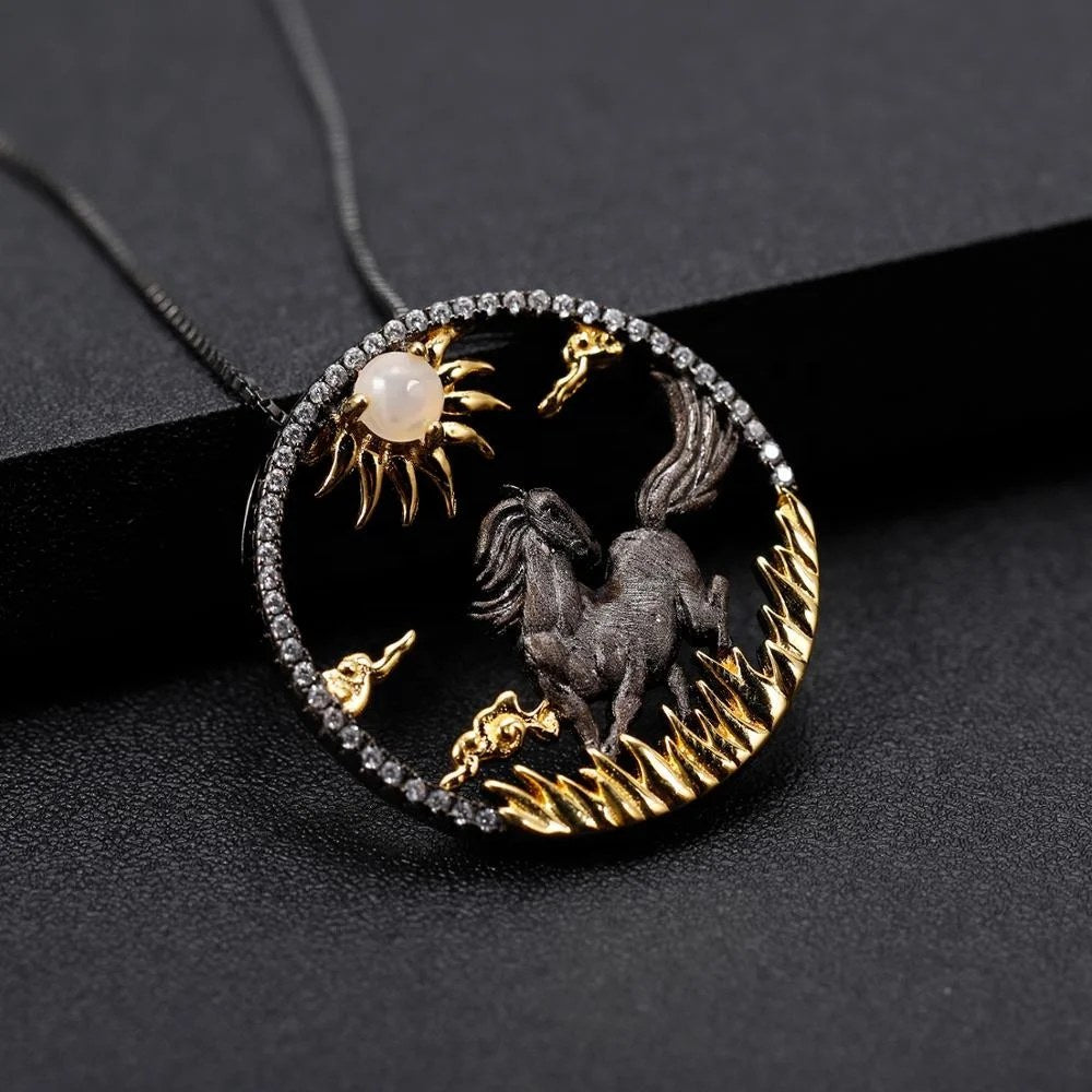 Open Road — African Opal Horse Zodiac Necklace