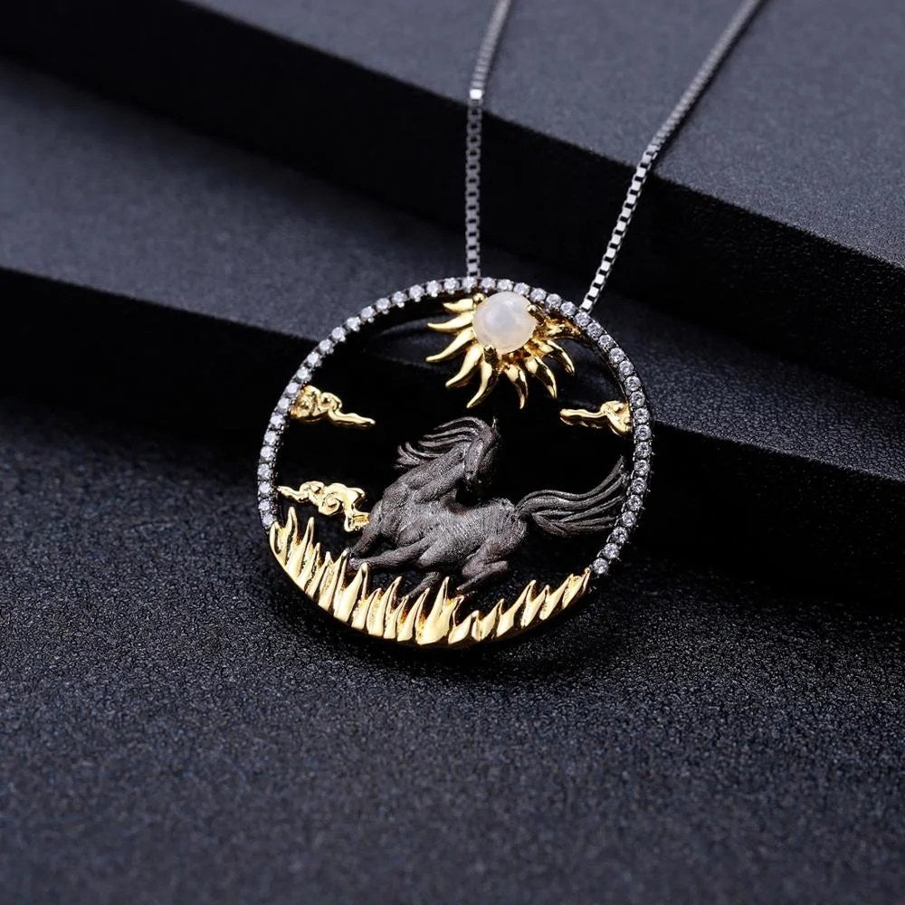 Open Road — African Opal Horse Zodiac Necklace