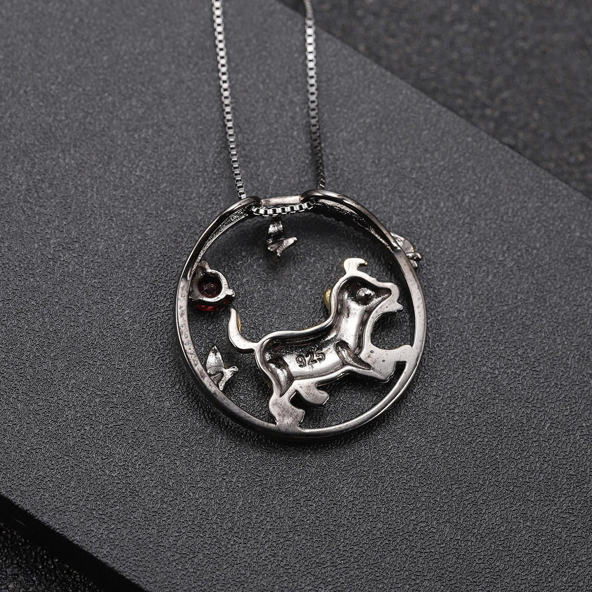 The Loyal Circle — Garnet Dog Zodiac Necklace