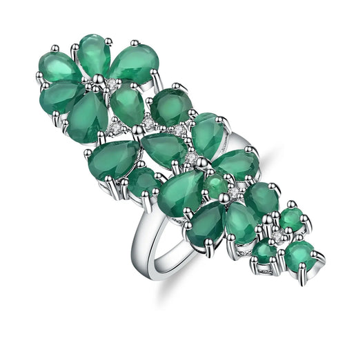 Green agate multi-stone ring in sterling silver