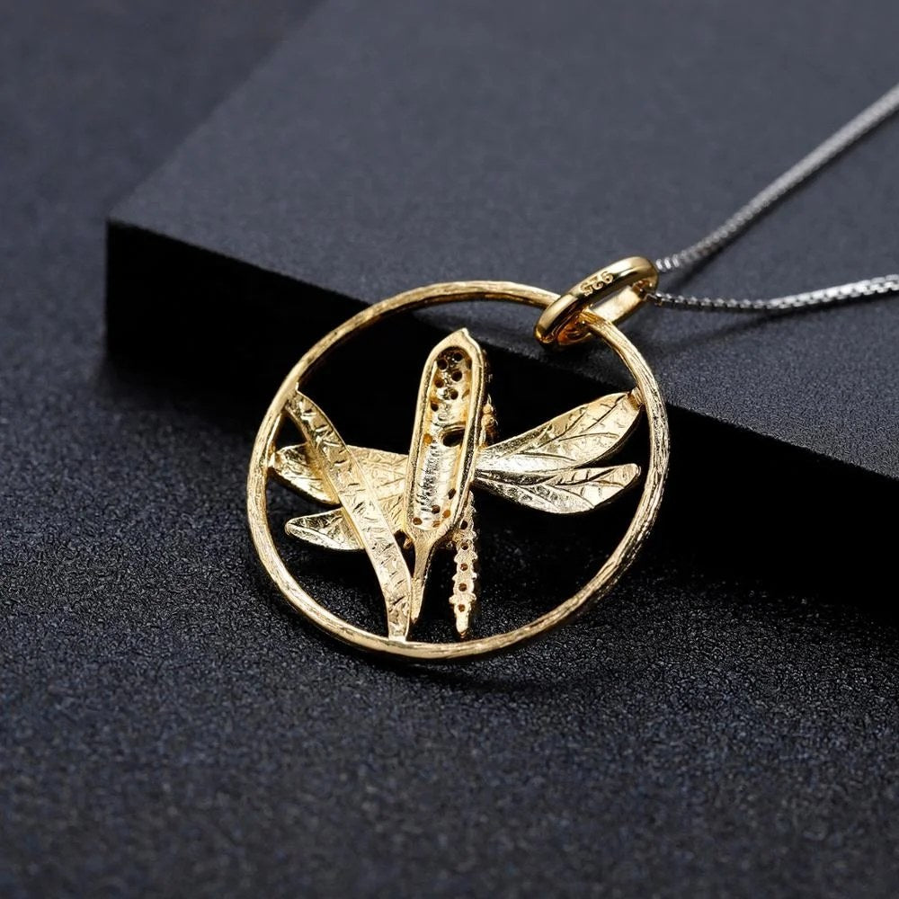 Quick Wing — Black Garnet Dragonfly Necklace