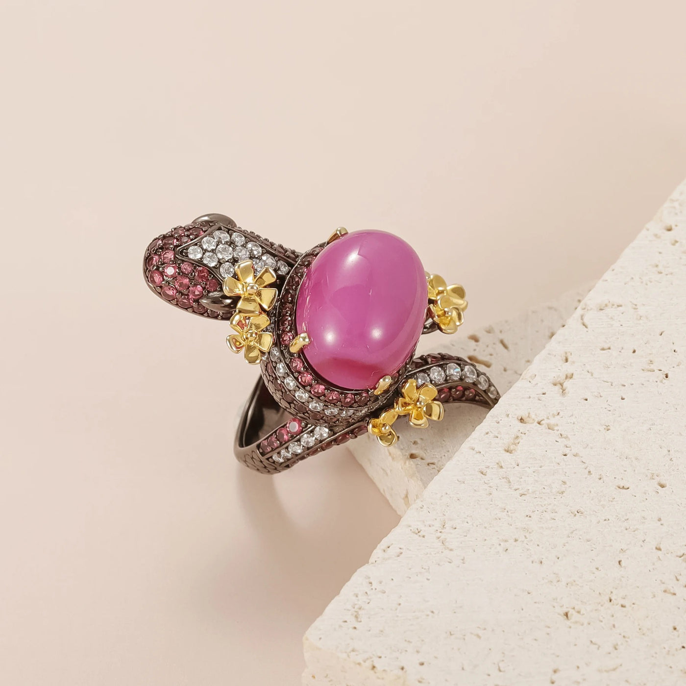 Pink Star — Lab-Grown Star Ruby Flower Ring