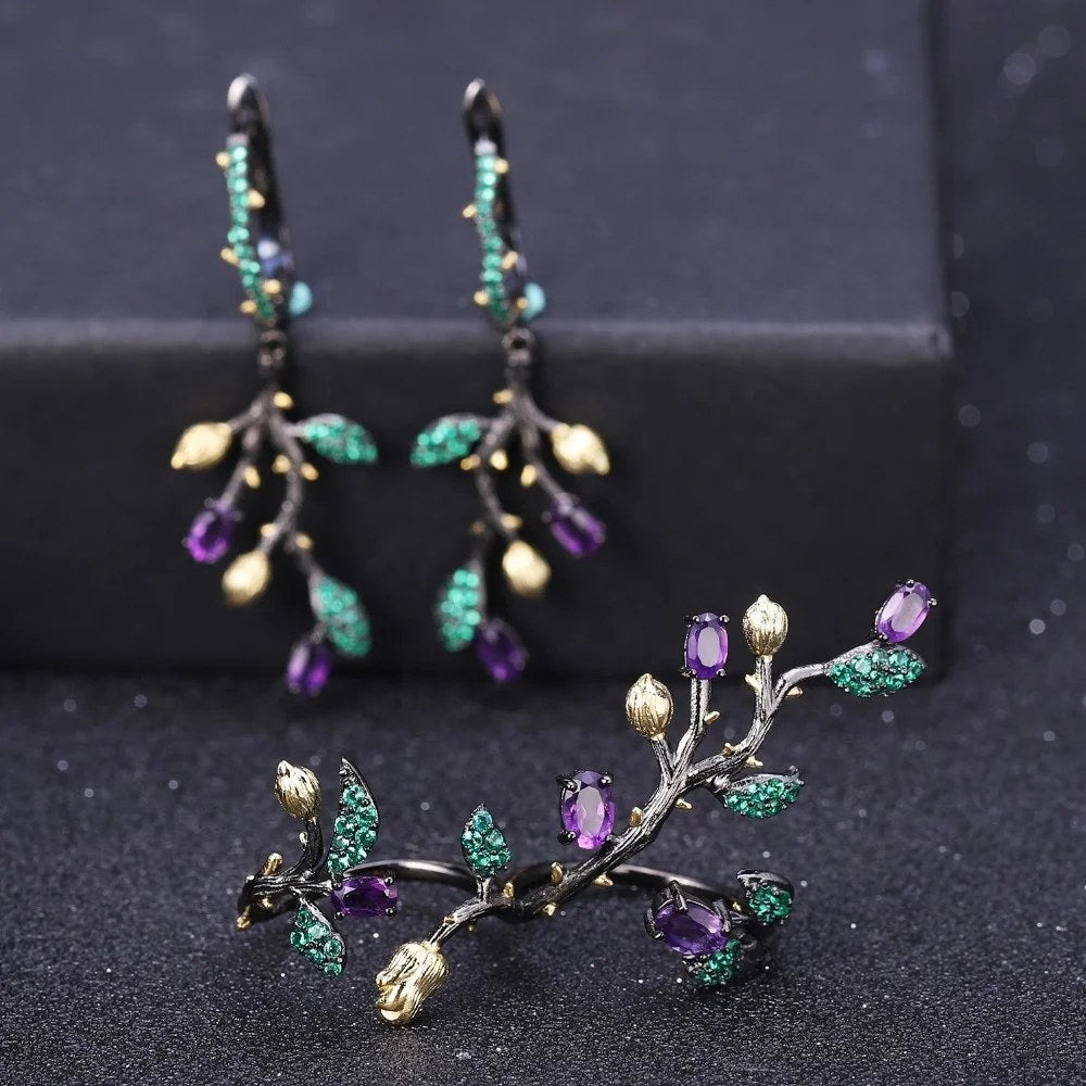 Purple Root — Amethyst Branch Jewellery Set
