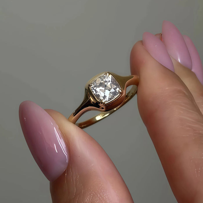 Moissanite solitaire ring in gold-plated sterling silver