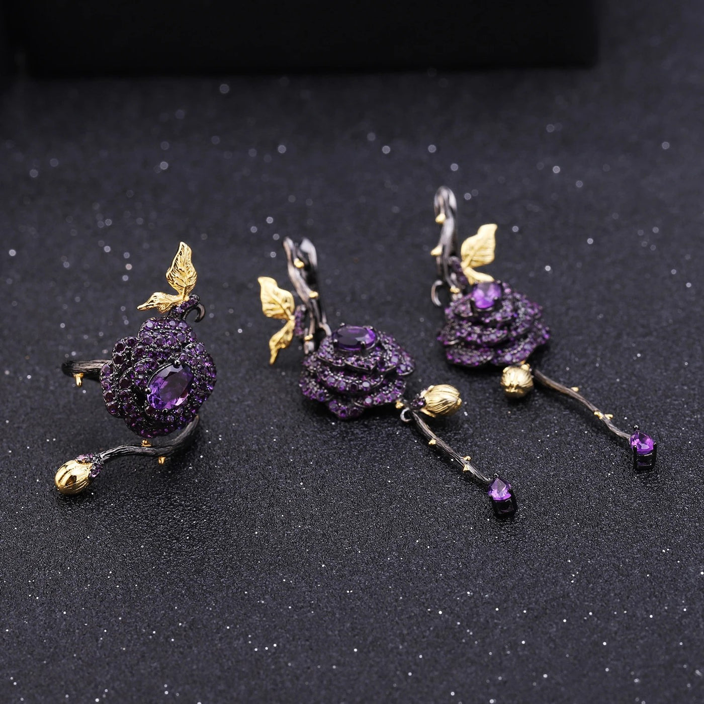 Night Garden — Amethyst Botanical Jewellery Set