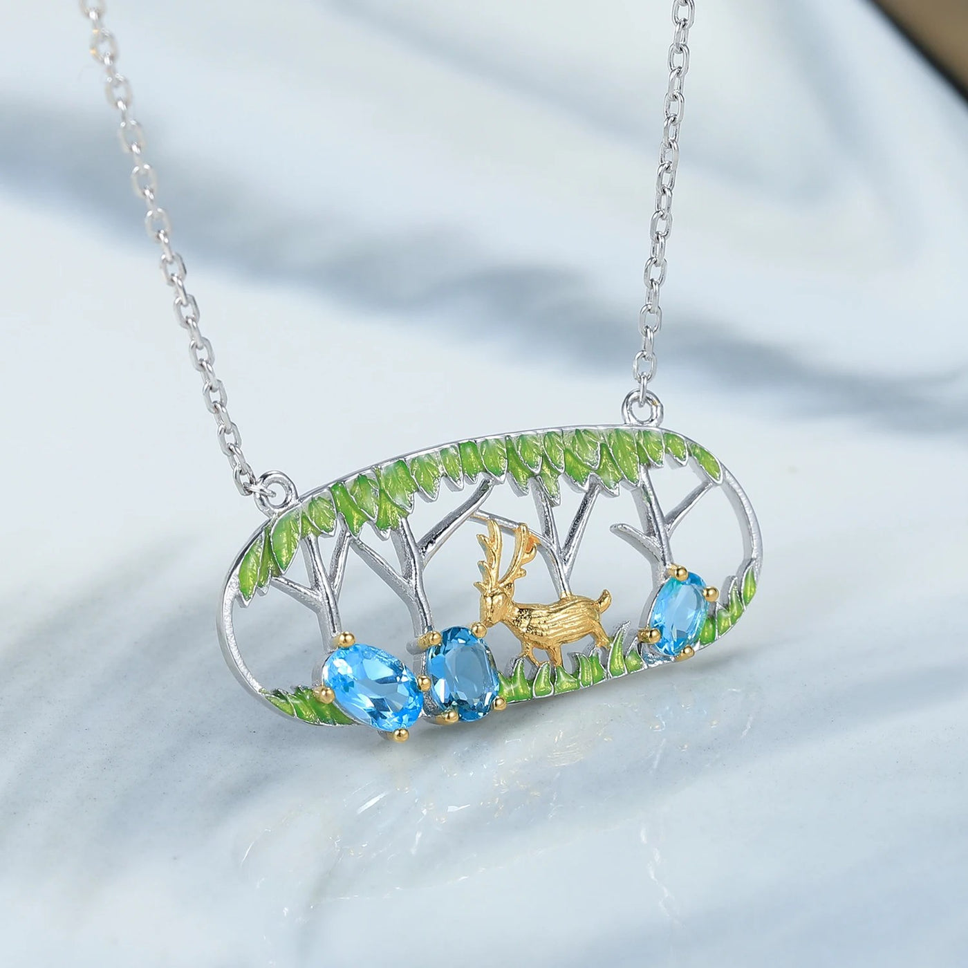 Blue Antler — Swiss Blue Topaz Deer Jewellery Set