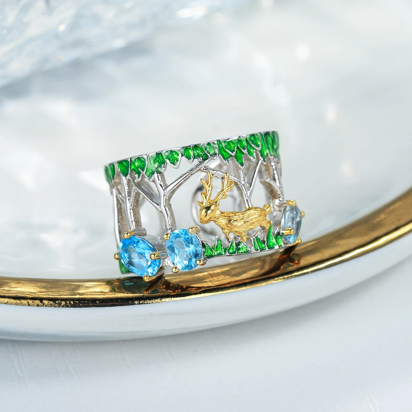 Blue Antler — Swiss Blue Topaz Deer Jewellery Set
