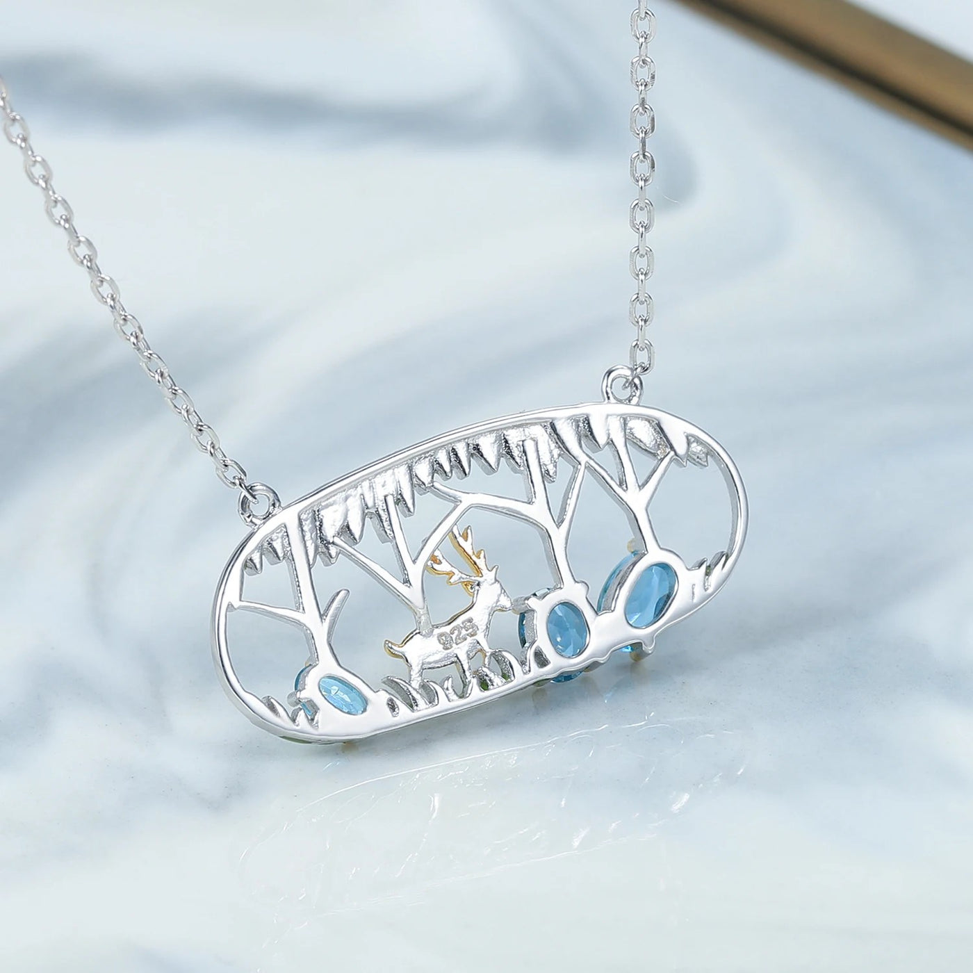 Blue Antler — Swiss Blue Topaz Deer Jewellery Set
