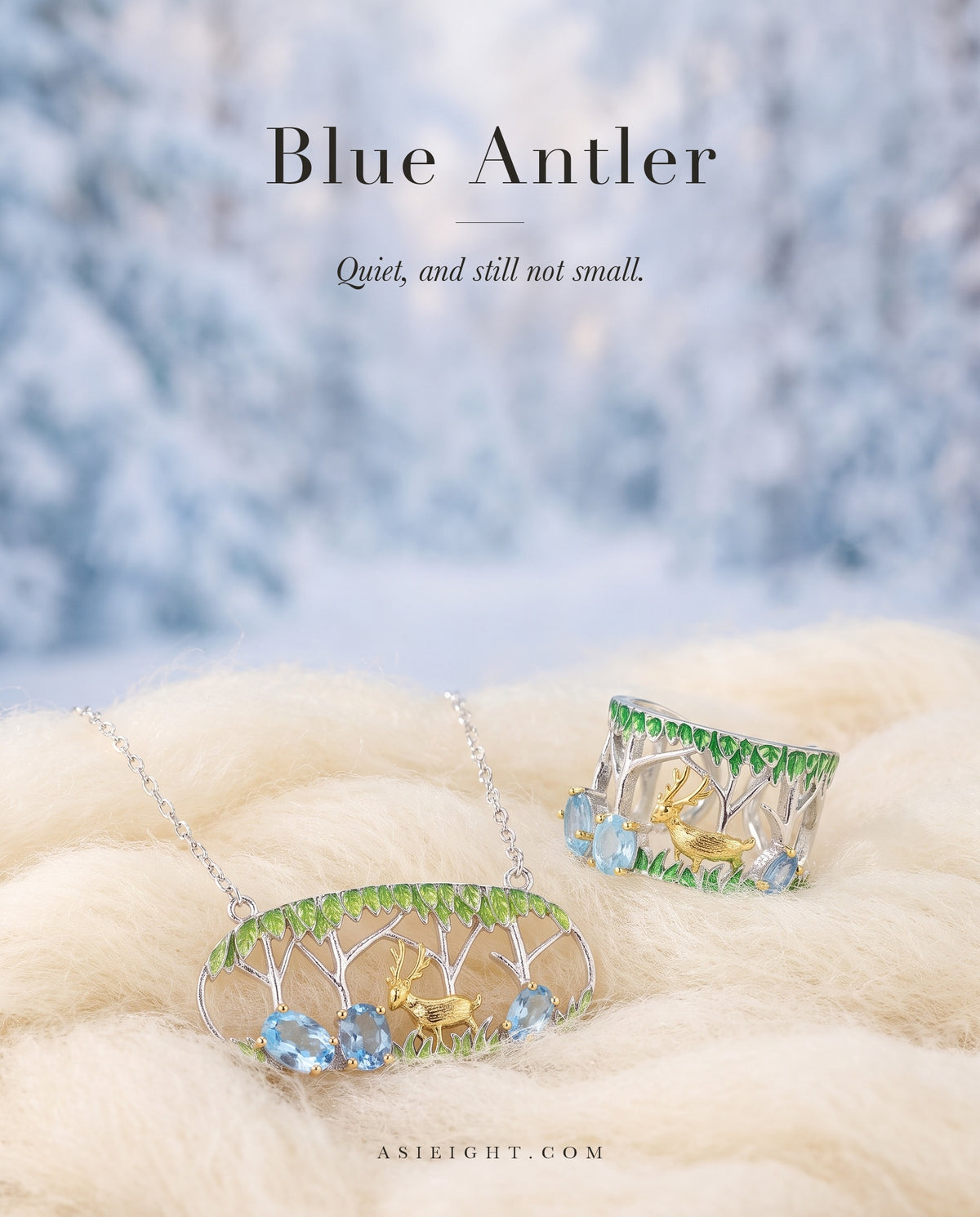 Blue Antler — Swiss Blue Topaz Deer Jewellery Set