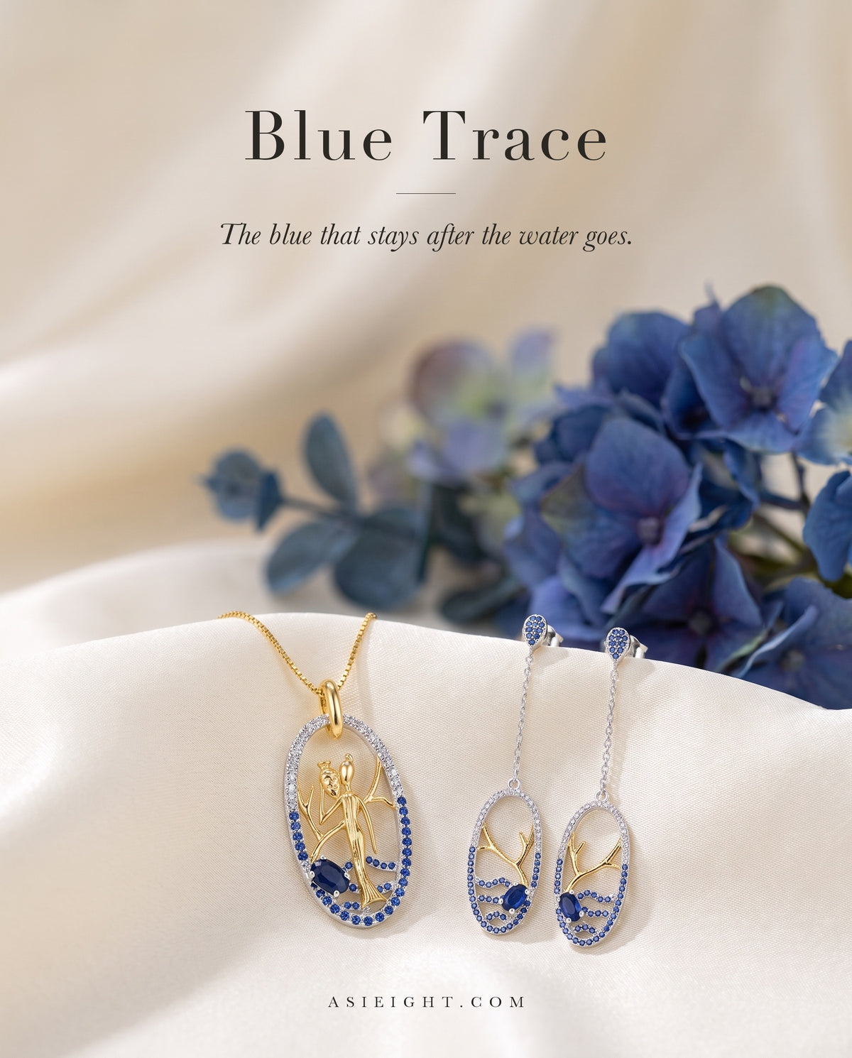 Blue Trace — Diffusion Sapphire Jewellery Set