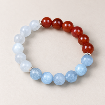 Two Weathers — Carnelian, Aquamarine & Blue Moonstone Bracelet