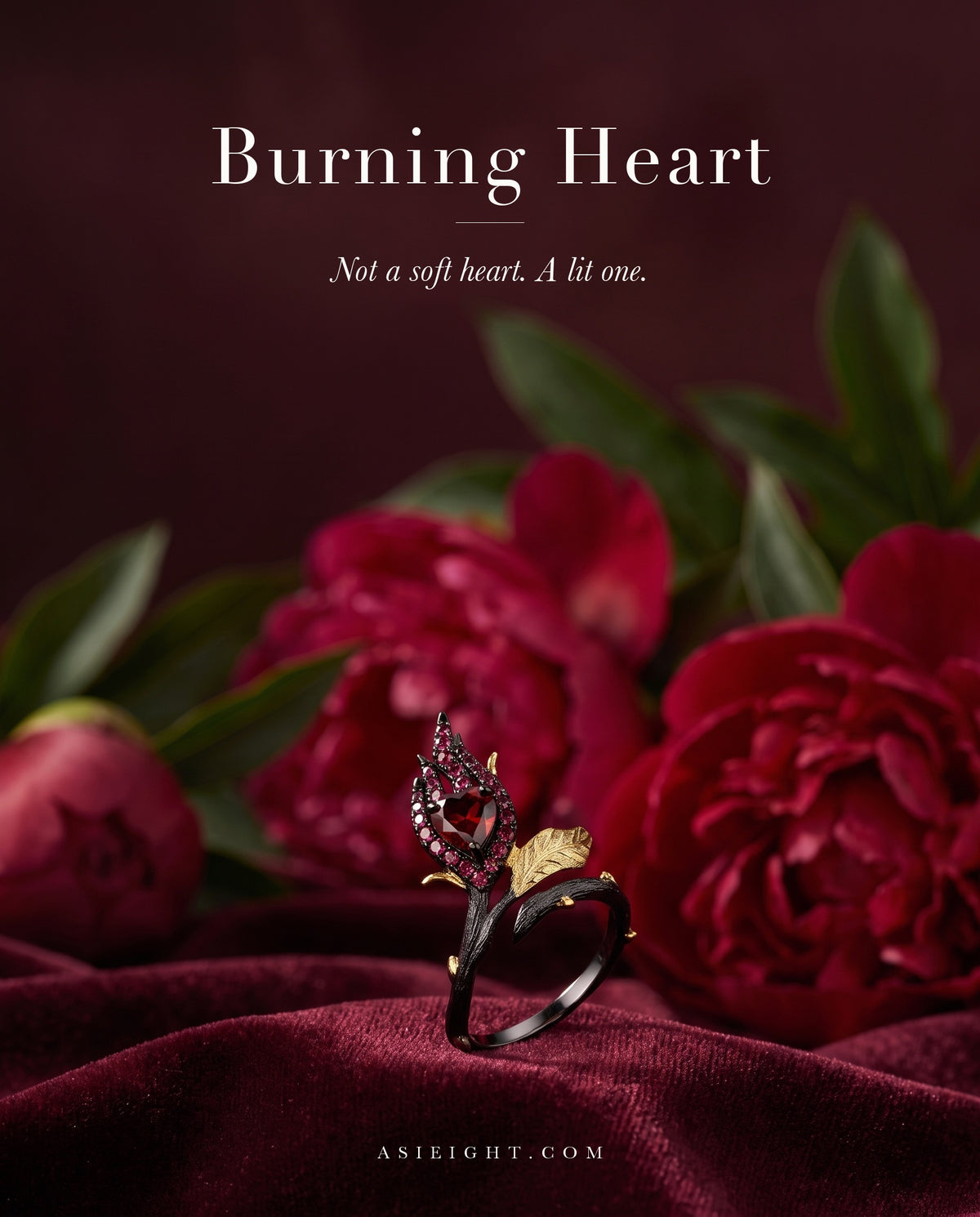 Burning Heart — Garnet Heart Ring