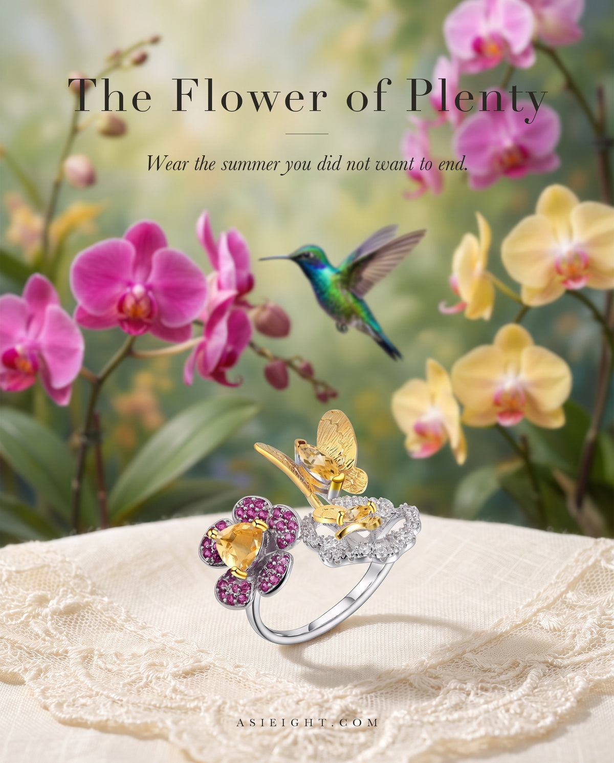 The Flower of Plenty — Citrine Butterfly Ring