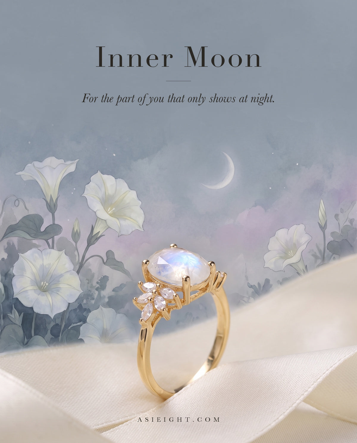 Inner Moon — Rainbow Moonstone Ring