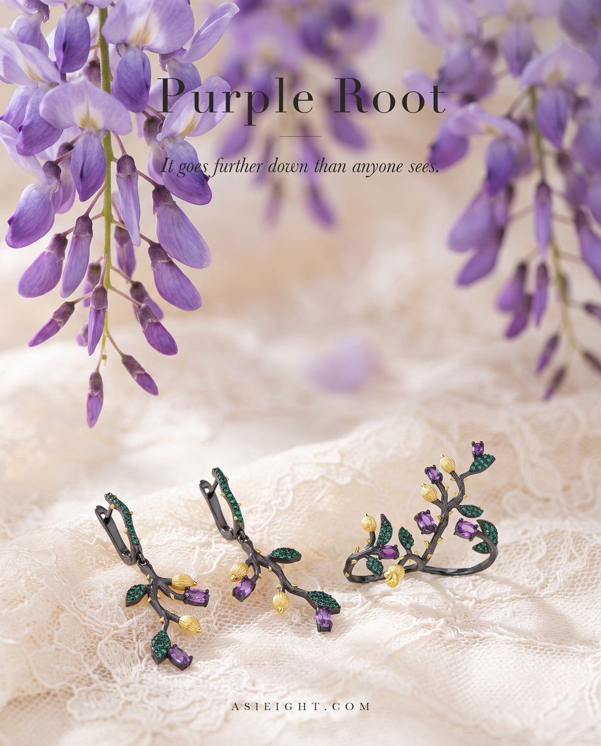 Purple Root — Amethyst Branch Jewellery Set