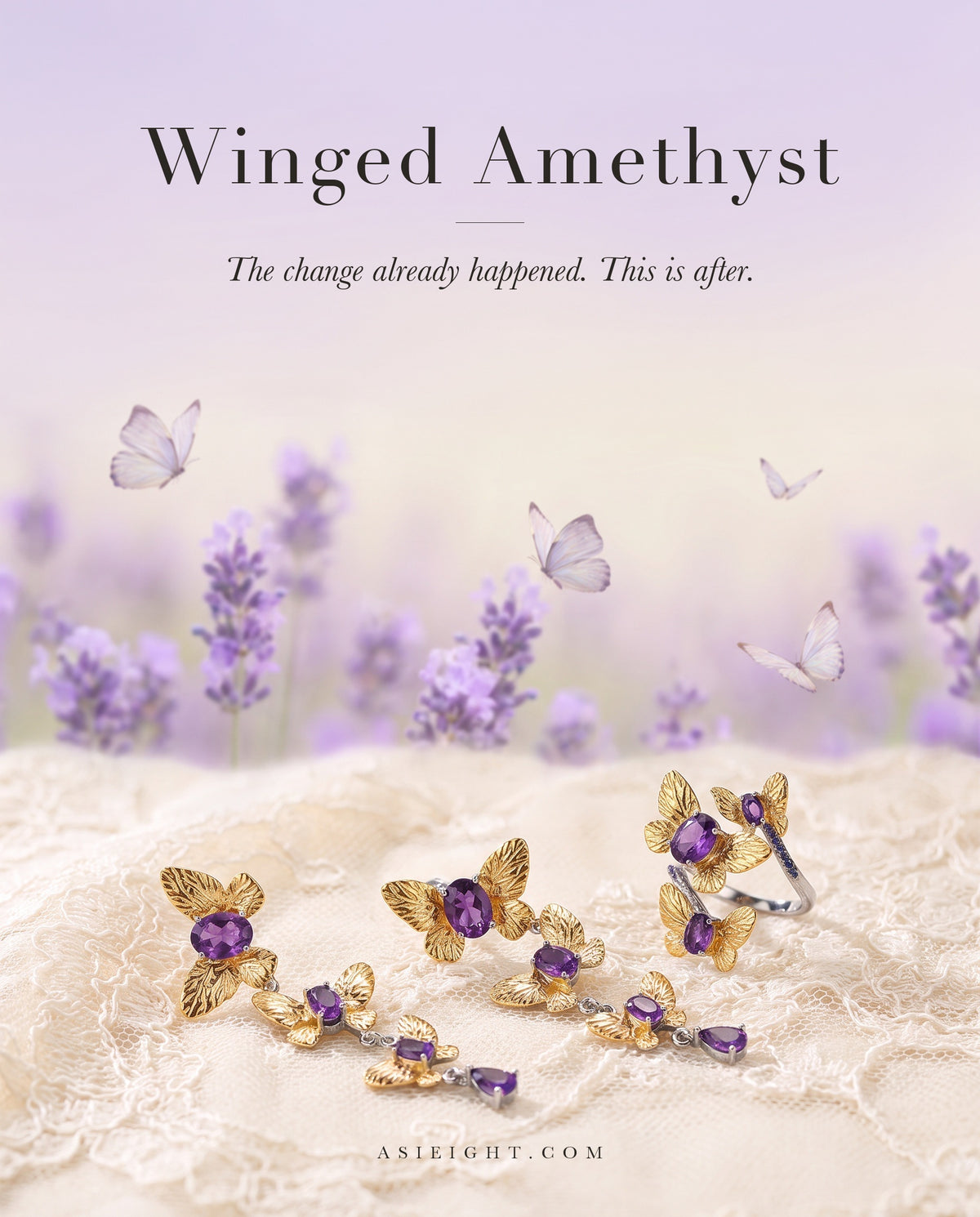 Winged Amethyst — Amethyst Butterfly Set