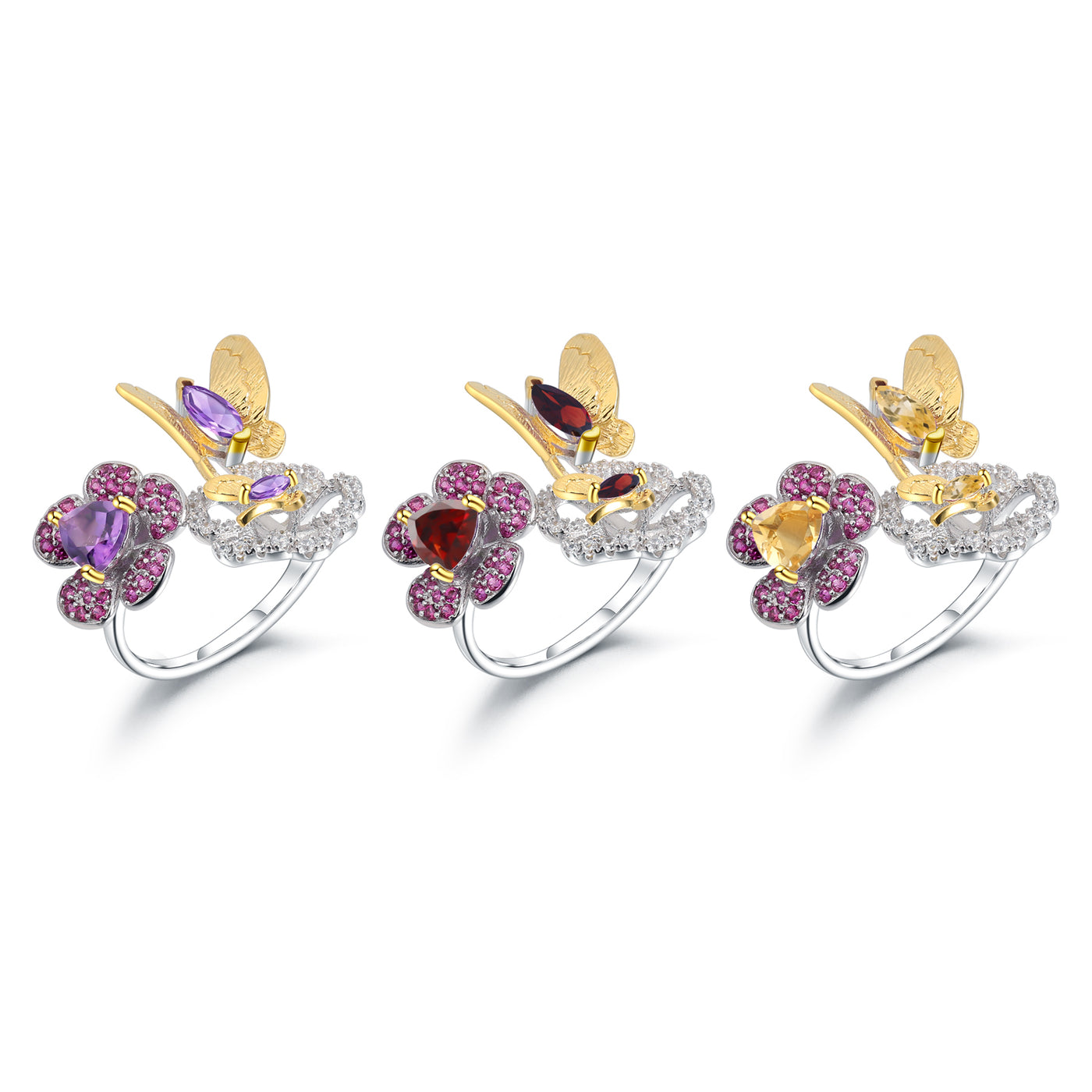 The Flower of Plenty — Citrine Butterfly Ring