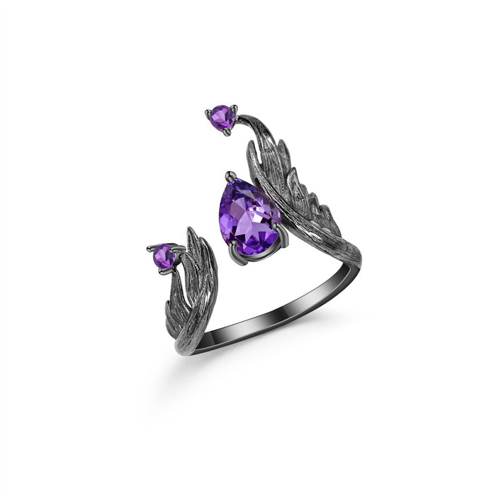 Natural amethyst ring in sterling silver
