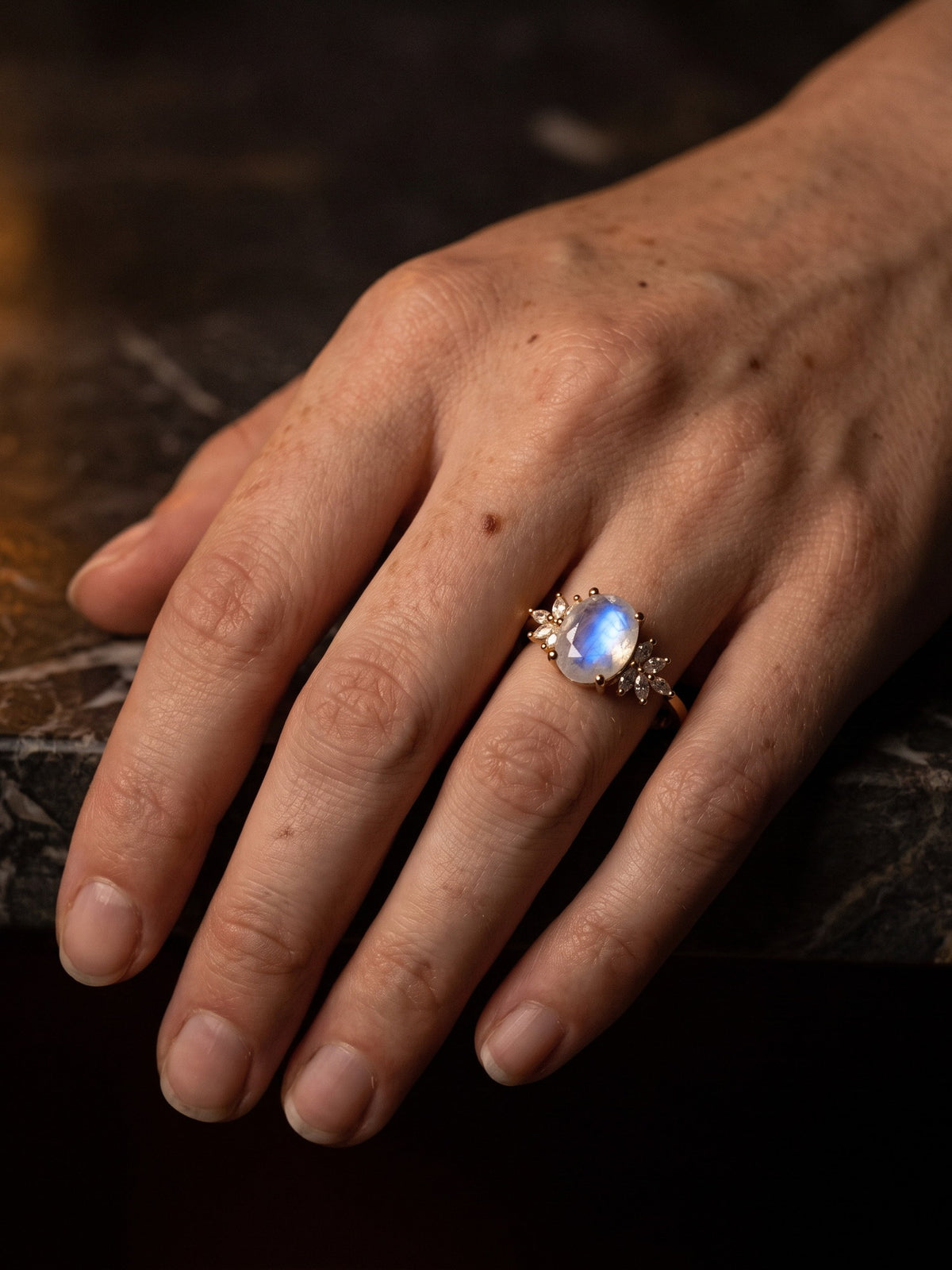 Inner Moon — Rainbow Moonstone Ring